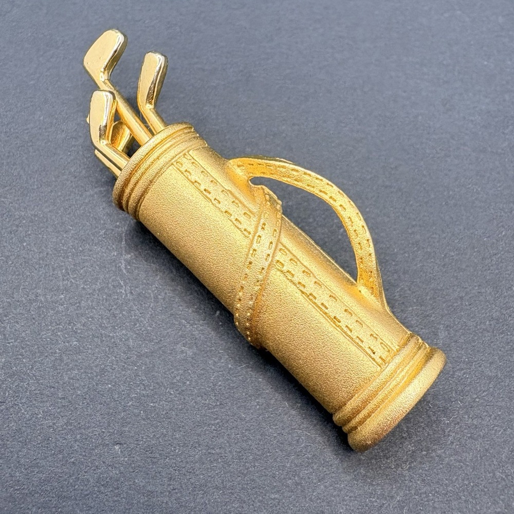 Vintage Tara Golf Bag Clubs Brooch Gold Tone Golfing Sports 2.25"